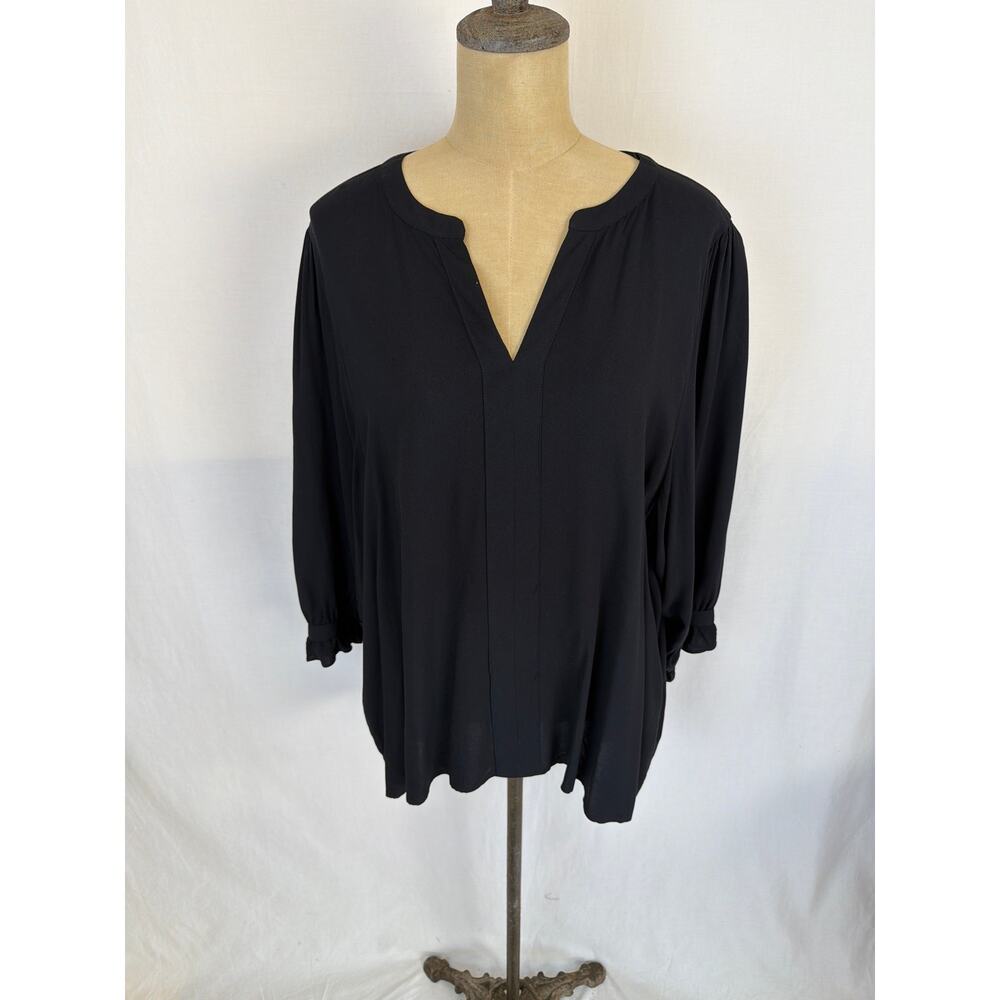 NWT Soya Concept Black Viscose V Neck Blouse #0430 XXL
